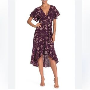 Max Studio High-Low Ruffle Midi Wrap Dress